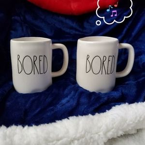 Set of 2 Rae Dunn “BORED” Coffee Mugs NEW...